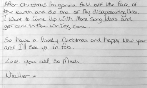 KStomska's tweet photo. 8 yrs ago today Nialler posted this letter to us wishing us happy Christmas and telling us about his plans 🧡
#NiallHoran #Nialler #handwrittenletter #nostalgia #throwback #OT5Forever https://t.co/HZmHyYJp6B