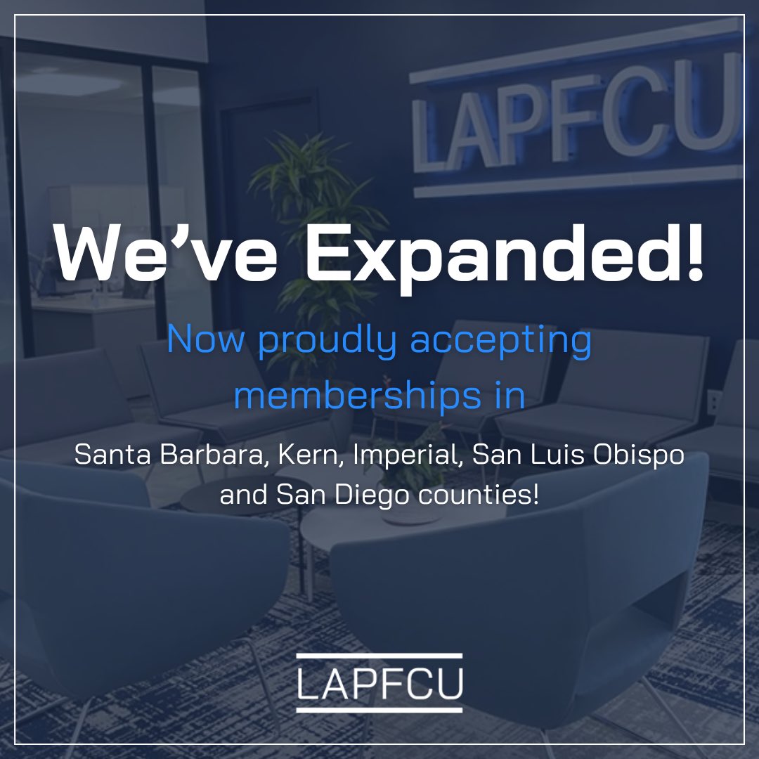 LAPFCU's tweet photo. We’ve got exciting news! 🌟 

We are now accepting memberships in Santa Barbara, San Luis Obispo, Kern, Imperial, and San Diego counties! Open to all sworn &amp; civilian personnel and their families. 

Visit https://t.co/dQR1G3ytQY to learn more! 🚔✨

#lawenforcement #creditunion https://t.co/boAqmkAJBE