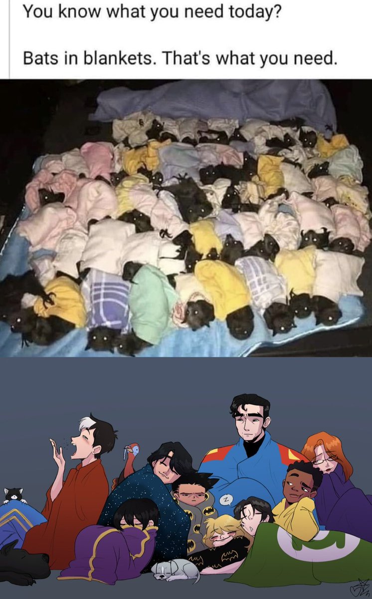 pinkiemachine's tweet photo. Mmm… yes… good…

Bats in Blankets!

#dc #dccomics #fanart #batman #batfam #Batfamily #BruceWayne #dickgrayson #nightwing #jasontodd #redhood #timdrake #redrobin #barbaragordon #batgirl #cassandracain #stephaniebrown #spoiler #dukethomas #damianwayne https://t.co/gshpBzE211
