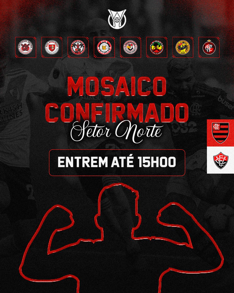 DOMINGO TEREMOS MOSAICO 🔴⚫️

Será no setor Norte e precisamos que todos entrem no estádio até 15h.  

Sigam as instruções no verso das placas e não as retire do lugar. 

Vamos fazer uma bela homenagem ao Gabigol e nos despedir de um dos maiores ídolos da história do Clube.
