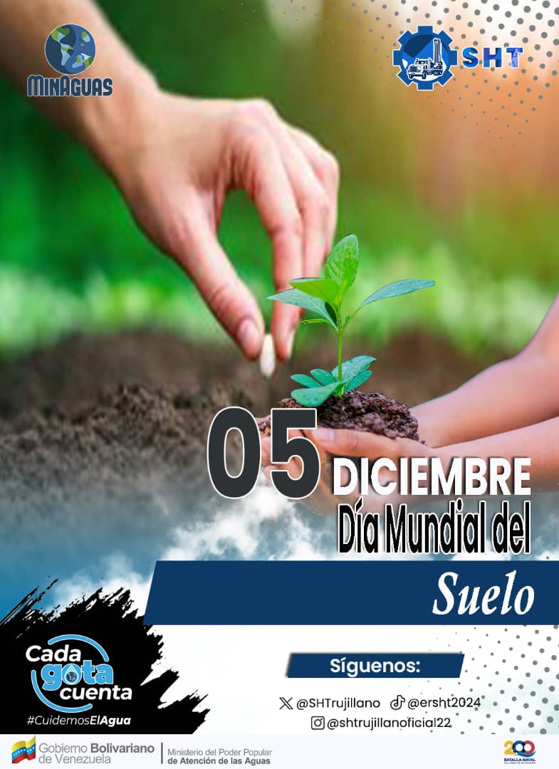 #05Diciembre

El Día Mundial del Suelo es una celebración anual que tiene lugar el 5 de diciembre de cada año, desde 2014 y fué proclamado por la Asamblea General de las Naciones Unidas en el año 2013; por lo tanto, hoy desde la ERSHT nos unimos a tan importante celebración
