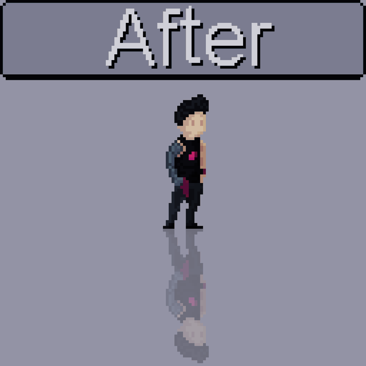 SoDevStudios's tweet photo. Feeling a false sense of confidence in my art skills, so I decided to upscale my character design... and it didn’t turn out too bad! 😅✨

Swipe to see the Before &amp; After! What do you think? 👀 #ArtProgress #IndieDev #PixelArt #CharacterDesign #GameDev https://t.co/ysePgjNRSe