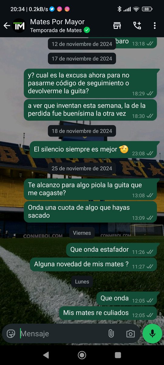 IgnaacioCB's tweet photo. El 3/9 hice una compra de aprox 300mil pesos la idea era invertir, al dia de la fecha no solo no recibi nada, si no que no responden mis mensajes de instagram y whatsapp. Se de varias personas mas que tambien estafaron, la idea de esto es que no vuelvan a joder a nadie. https://t.co/6Zx3GG9Osu