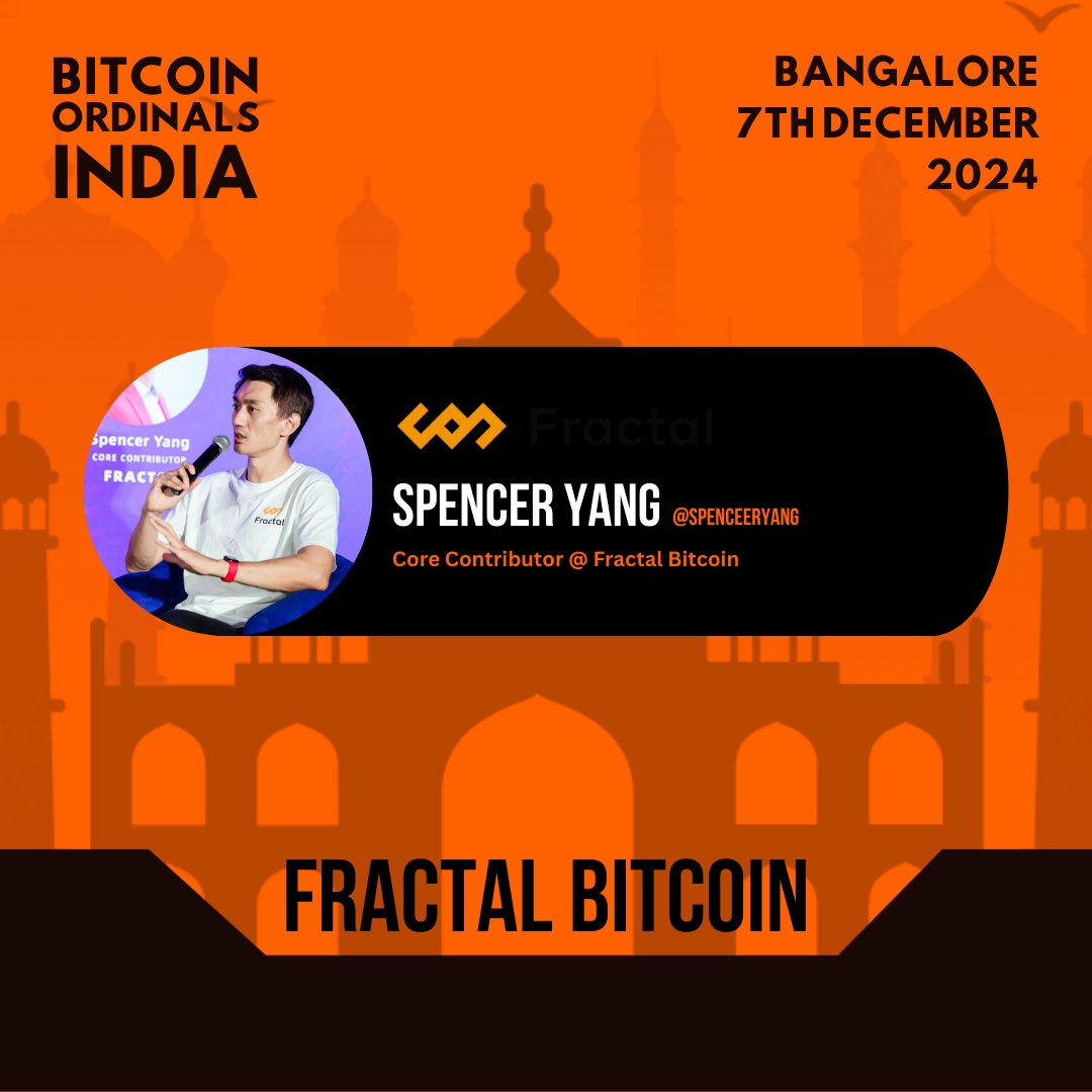 Excited to Announce that <a href="/spenceryang/">Spencer Yang</a>  from <a href="/fractal_bitcoin/">Fractal Bitcoin</a>  will be joining us as Keynote Speaker!

Spencer Yang is the co-founder of Fractal Bitcoin, a groundbreaking project focused on scaling Bitcoin through recursive layers, enabling internet-scale applications while