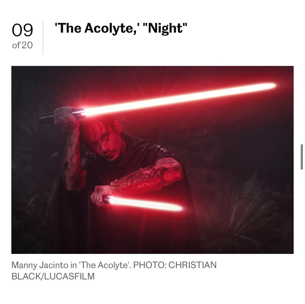 repeatlitanies's tweet photo. Entertainment Weekly naming The Acolyte ep 5 “Night” as number 9 out of 20 best tv episodes of 2024! https://t.co/40xx1jsUHx