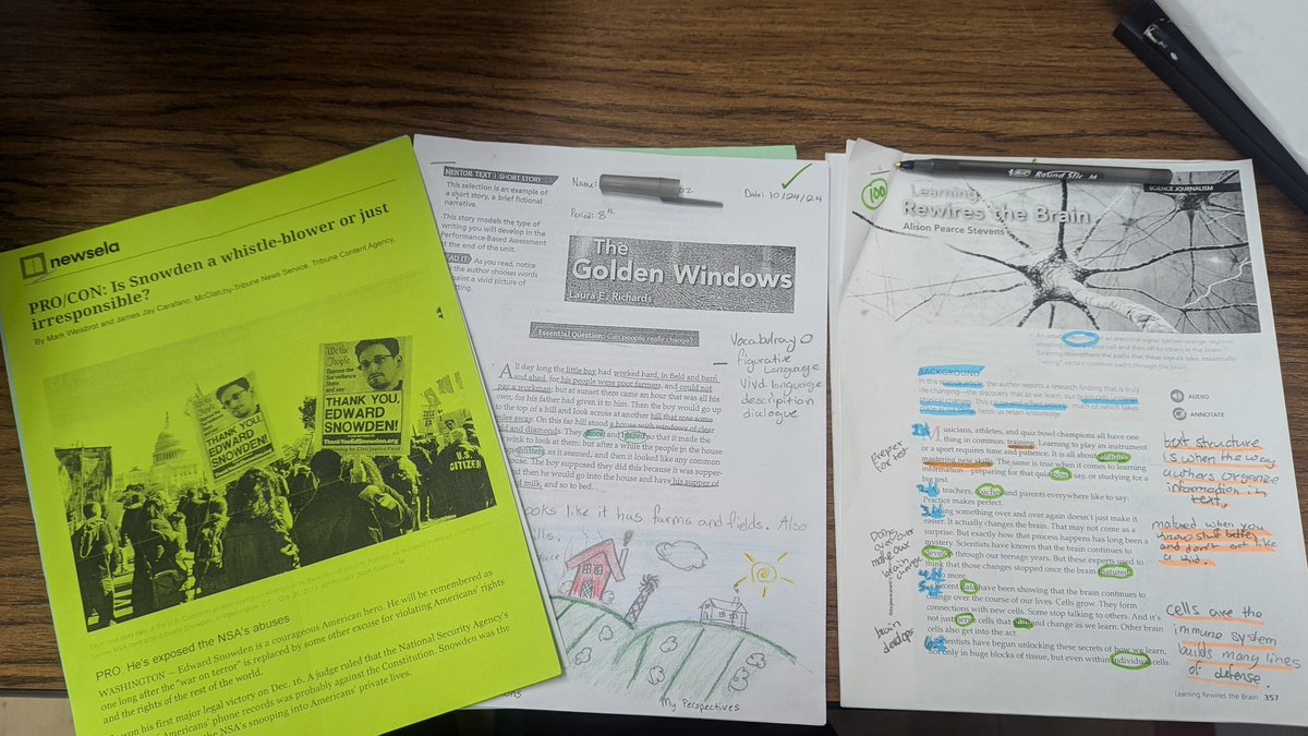 Alvarez_SEISD's tweet image. At today’s GEMS RLA PLC, teachers shared student writing &amp;amp; applied strategies from colleagues all while using district-adopted resources! The impact of our last PD session was also evident in the work—it&apos;s great to see these practices in action! Congrats🎉#GEMSpride #Here2Serve