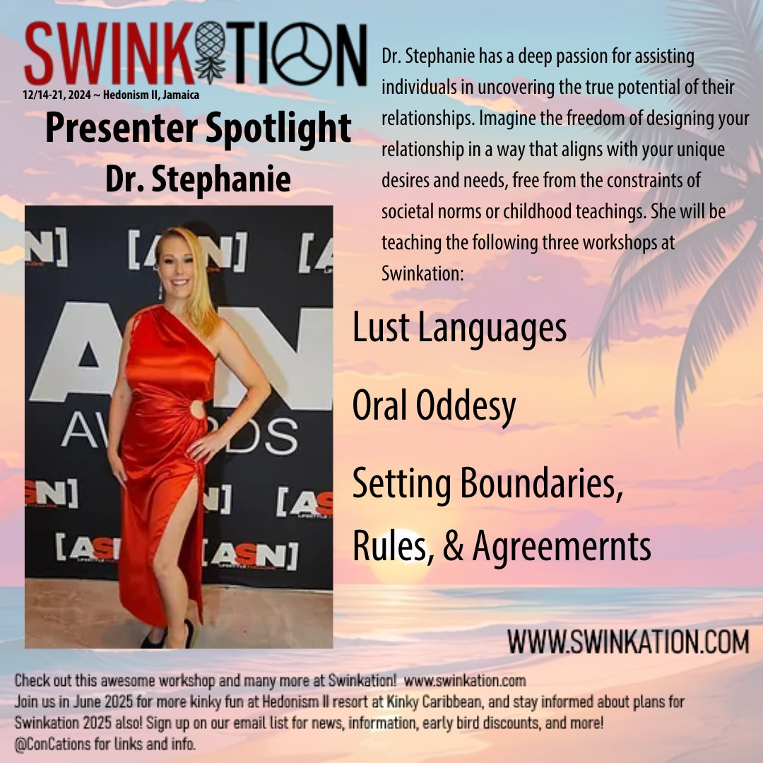 I am sooooo excited to be headed HOME this month! It has been WAY too long since I have been HOME! IYKYK!! 

Come HOME with me in May! Use code EVOLVE for a discount!! kinkycaribbean.com/?mc_cid=0eb9a1…

#concations #swinkation #drstephanie #evolveyourintimacy #hedonism2
