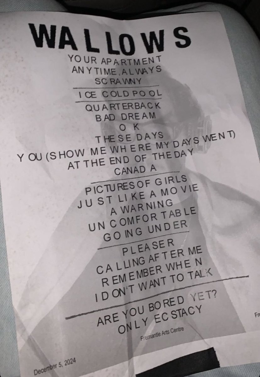 wallowsaus's tweet photo. perth setlist!! https://t.co/najTXMZtGU