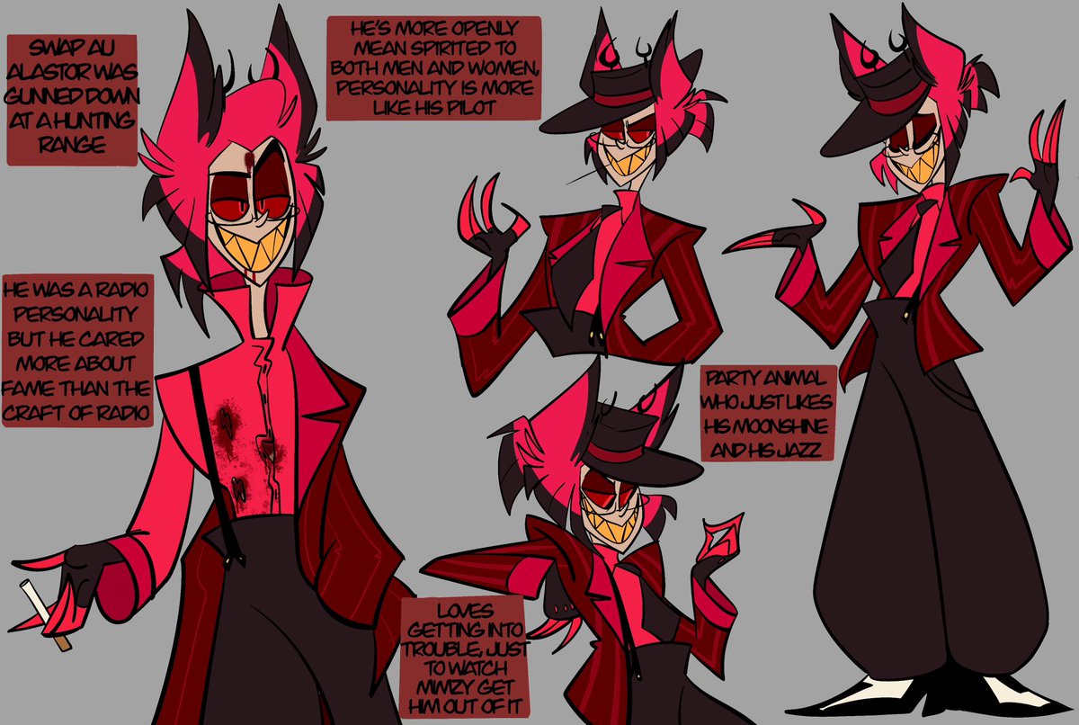 crackerzaf's tweet image. ✨Swap au✨
I’ve had this au since may I’ve always meant to come back, it’s change a lot since may. Just as always an excuse to draw Alastor in a zoot suit, and have Mimzy be a overlord for fun
#HazbinHotel #HazbinHotelFanart #HazbinHotelAlastor #HazbinHotelMimzy