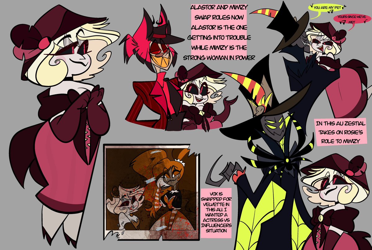 crackerzaf's tweet image. ✨Swap au✨
I’ve had this au since may I’ve always meant to come back, it’s change a lot since may. Just as always an excuse to draw Alastor in a zoot suit, and have Mimzy be a overlord for fun
#HazbinHotel #HazbinHotelFanart #HazbinHotelAlastor #HazbinHotelMimzy