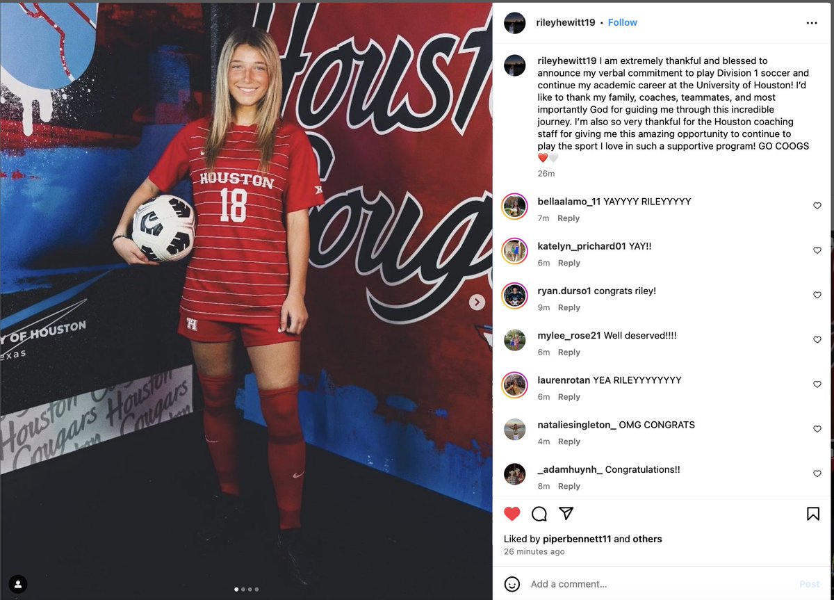 Another #ECNL player from the Class of 2026 has verbally committed to play Power 4 D1 soccer. Huge Congratulations!!