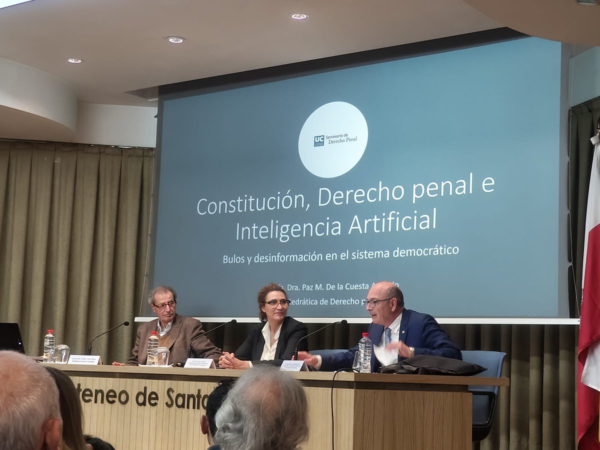 seminariopenal's tweet photo. 5 de diciembre, en el Ateneo de Santander, organizado por la Facultad de Derecho de la UC,  conferencia sobre Constitución, derecho penal e IA. https://t.co/t0iK1ITDAw