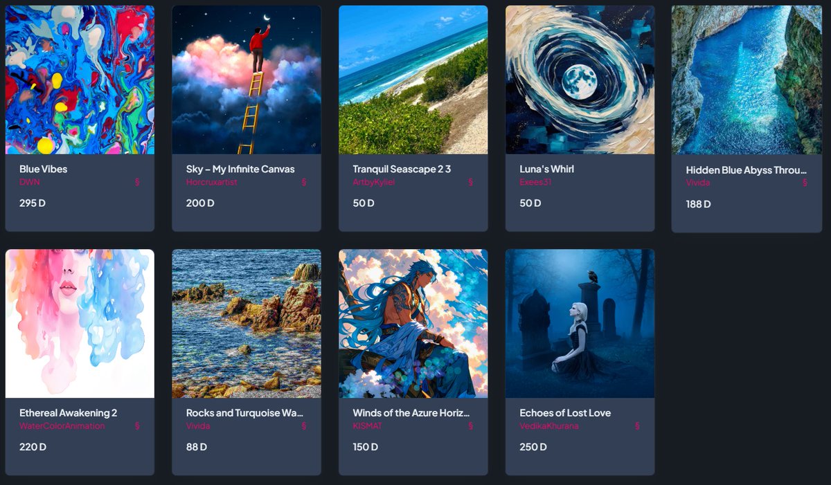 VividaPhotoPC's tweet photo. 🌊 a delight to find your own works appreciated and curated alongside such breathtaking pieces! This time, my works, Hidden Blue Abyss Through the Stone Arch – A Fine Art Photograph and Rocks and Turquoise Waters of Corsica – A Fine Art Photograph, are part of the stunning collection World of Blue, curated by the incredibly talented Vedikakhurana.eth/tez 💜 NFT/NYC 2024 (@KhuranaVedika). Explore the full collection here: https://t.co/1eHLPYWNjG.

This stack feels like a celebration of the many faces of blue—a color that holds our deepest emotions, evokes serenity, and inspires awe. Let’s dive into each of these extraordinary works!

1. Blue Vibes by DWN (@ENAT65)
This abstract masterpiece is alive with dynamic energy, where blue takes center stage amidst a vibrant cascade of colors. The interplay of shapes and movement creates a rhythm that feels almost musical, pulling the viewer into its swirling depths. It recalls the emotional abstraction of Wassily Kandinsky, where color and form express the inexpressible. Here, blue isn’t merely a shade; it’s a conductor, orchestrating the chaos into a visual symphony. Doesn’t it feel like you’re witnessing the universe’s pulse through a kaleidoscope?

2. Sky – My Infinite Canvas by Horcruxartist (@ArtistM_)
A ladder ascending into a canvas of painted clouds—this piece is pure poetry. The lone figure reaching for the sky encapsulates a sense of infinite possibility and human aspiration. The soft hues of blue evoke tranquility, while the bold red of the figure’s attire brings a striking focal point, adding a touch of the unexpected. It feels reminiscent of surrealist works by René Magritte, where the ordinary becomes extraordinary. Isn’t it fascinating how this piece invites us to dream bigger, to wonder what lies just beyond the clouds?

3. Tranquil Seascape 2 3 by ArtbyKyliel (@artbykl)
This serene coastal scene invites the viewer to lose themselves in the gentle beauty of nature. The smooth transition between the lush green shoreline and the sparkling blue waters is a testament to the artist’s mastery of light and composition. It’s a piece that whispers rather than shouts, embodying the quiet elegance of nature. Doesn’t it feel as if you could step right into this peaceful haven, leaving the chaos of the world behind?

4. Luna’s Whirl by Exees31 (@exees31)
This mesmerizing whirlpool of blue, with the moon at its heart, feels like a dance between order and chaos. The swirling motion pulls you into a world where time seems to stand still, and the moon’s gentle glow serves as an anchor. The abstract nature of the piece recalls the works of Van Gogh and the dynamism of modern digital art. Doesn’t it feel like the moon is whispering secrets only the brave can uncover?

5. Ethereal Awakening 2 by WaterColorAnimation (@WassimAnimat)
This video is a feast for the senses—a living, breathing watercolor that evolves before your eyes. The interplay of blue and other hues feels like watching emotions materialize on a canvas, each transition fluid and poetic. The movement within the video creates an almost meditative rhythm, reminiscent of Turner’s dramatic seascapes but infused with the modernity of digital animation. Watching it feels like witnessing a sunrise over a tranquil ocean, where every second brings a new burst of light and color. Doesn’t it feel as though this piece could calm even the busiest mind? It’s not just a work of art; it’s an experience.

6. Winds of the Azure Horizon by KISMAT (@KismatDeora)
A heroic figure gazing into the infinite blue horizon—this piece exudes strength and serenity. The intricate details in the character’s attire and the swirling backdrop create a sense of narrative depth. It feels like a tribute to mythological art, where every element tells a story. The use of blue as a dominant color imbues the work with a sense of calm yet boundless energy. Doesn’t it feel like this figure is part of an epic tale, waiting to be unraveled?

7. Echoes of Lost Love by VedikaKhurana (@KhuranaVedika)
This haunting piece captures the essence of longing and memory. The deep blues of the setting and the lone figure among gravestones create a poignant atmosphere that feels both timeless and deeply personal. The soft lighting adds an ethereal quality, making the scene feel like a dream or a memory. Doesn’t it remind you of Gothic Romanticism, where love and loss are forever intertwined? It’s a piece that speaks to the heart, inviting the viewer to reflect on their own stories of love and loss.

The Vision of World of Blue
This curation by @KhuranaVedika is a journey into the soul of blue—a color that symbolizes peace, mystery, and emotion. Each piece in this collection offers a unique perspective, creating a tapestry of stories united by this evocative hue.

💙 A heartfelt thank you to @KhuranaVedika for including my works in this breathtaking collection and to Nik @Techbubble for the #BuyingBlitz initiative that continues to shine a spotlight on artists across the globe. 🌍

💭 Which piece in this collection resonates with you the most? How does the color blue shape your perception of art? Let’s start a conversation!