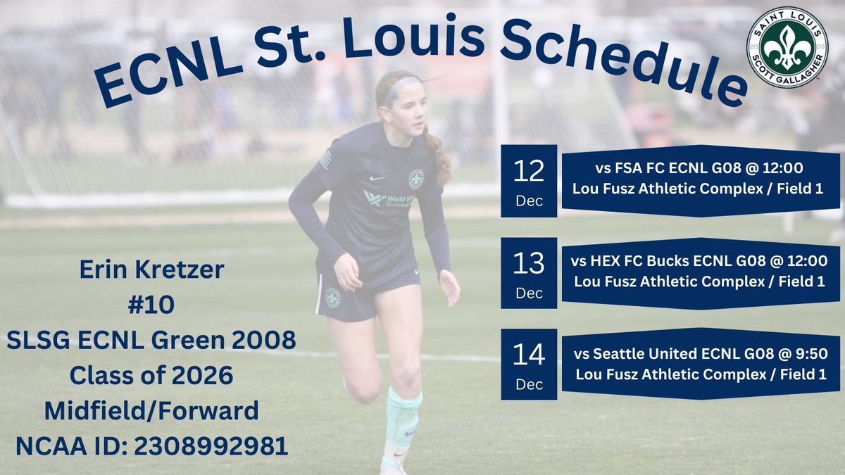 ⬇️⬇️ Schedule for the ECNL STL Showcase. Looking forward to playing some games at home!! Hope to see you there!! <a href="/ImYouthSoccer/">ECNL/GA/Recruiting/College Soccer</a> <a href="/ECNLgirls/">ECNL Girls</a> <a href="/SLSGECNLGirls/">SLSG ECNL Girls</a>
