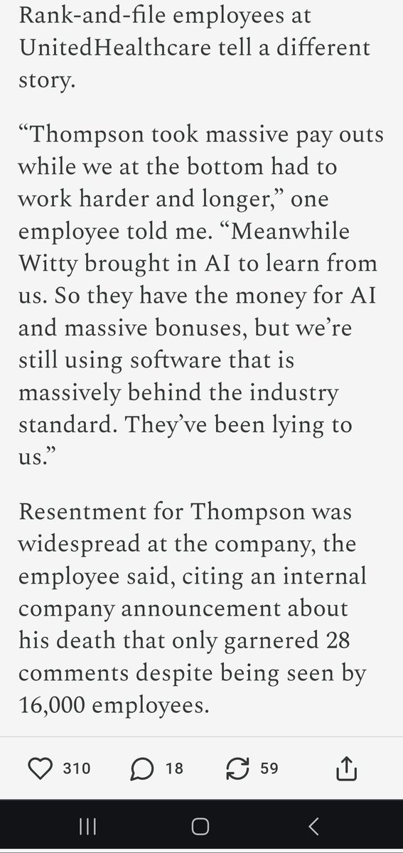 PhD_OnTheCouch's tweet photo. 🚨🚨🚨 must read article holy shit
SCOOPS ✅️
"Supervisors are afraid to speak up about the corruption for fear of losing our jobs. It’s like we’re being forced to lionize Brian instead of analyze who he was"
#BryanThompson #UnitedHealthcare 
#ceodown 👇
https://t.co/PmSYi1xGkt https://t.co/w5VjN11url