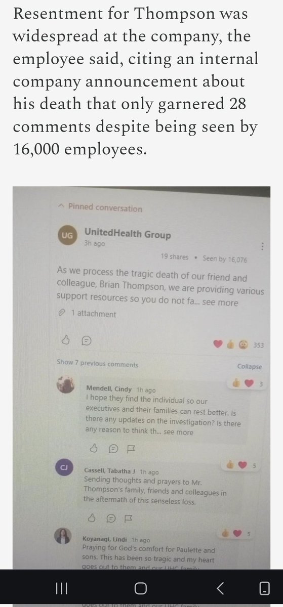 PhD_OnTheCouch's tweet photo. 🚨🚨🚨 must read article holy shit
SCOOPS ✅️
"Supervisors are afraid to speak up about the corruption for fear of losing our jobs. It’s like we’re being forced to lionize Brian instead of analyze who he was"
#BryanThompson #UnitedHealthcare 
#ceodown 👇
https://t.co/PmSYi1xGkt https://t.co/w5VjN11url