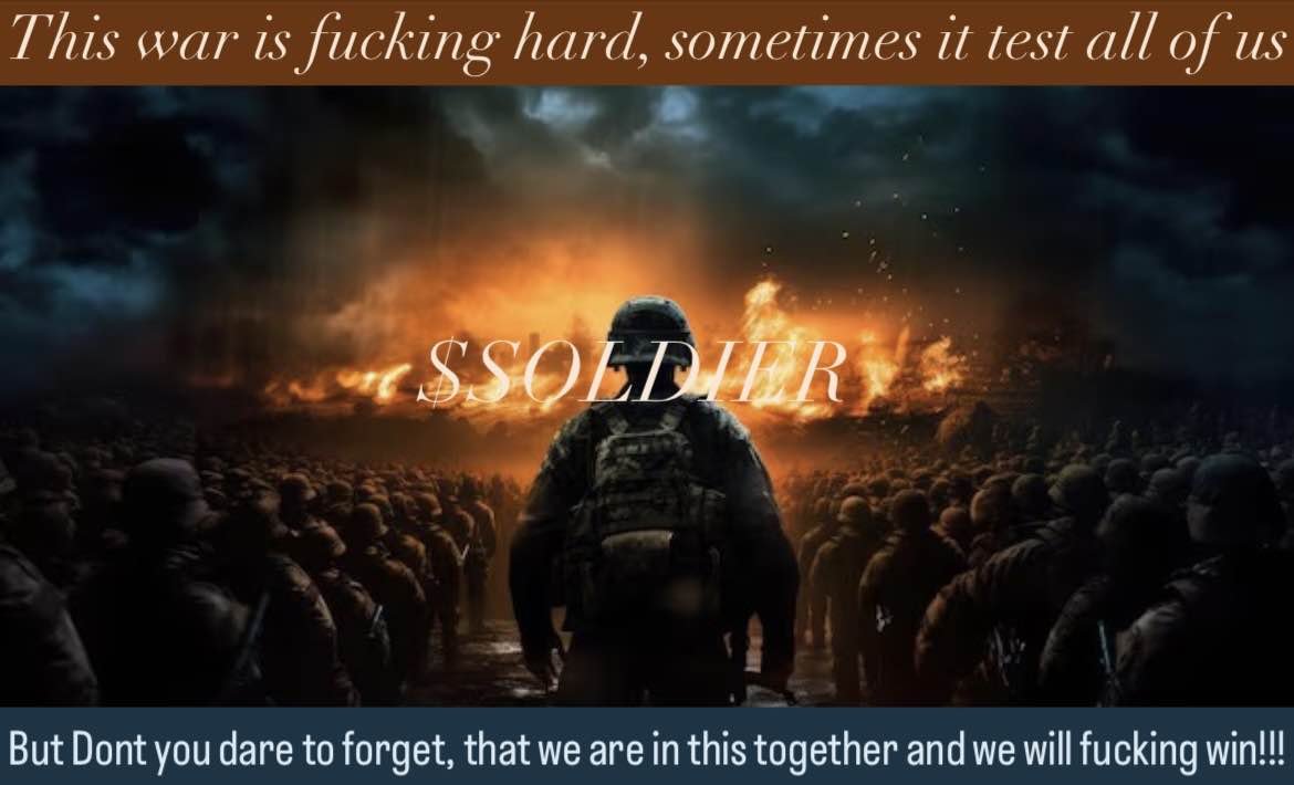 SOLDIEROFSOLANA's tweet photo. No one said war is easy. It’s strategic. It’s patience —waiting for the enemy to make the wrong move and enter the zone.

Let’s recapture Zone A (1M MC), and this time, we’re putting a flag in there! 🏁

WE ARE GOING FOR PRESTIGE LVL. 🏅

#OutFromTrenches #SoldierArmy #HelmetStaysOn