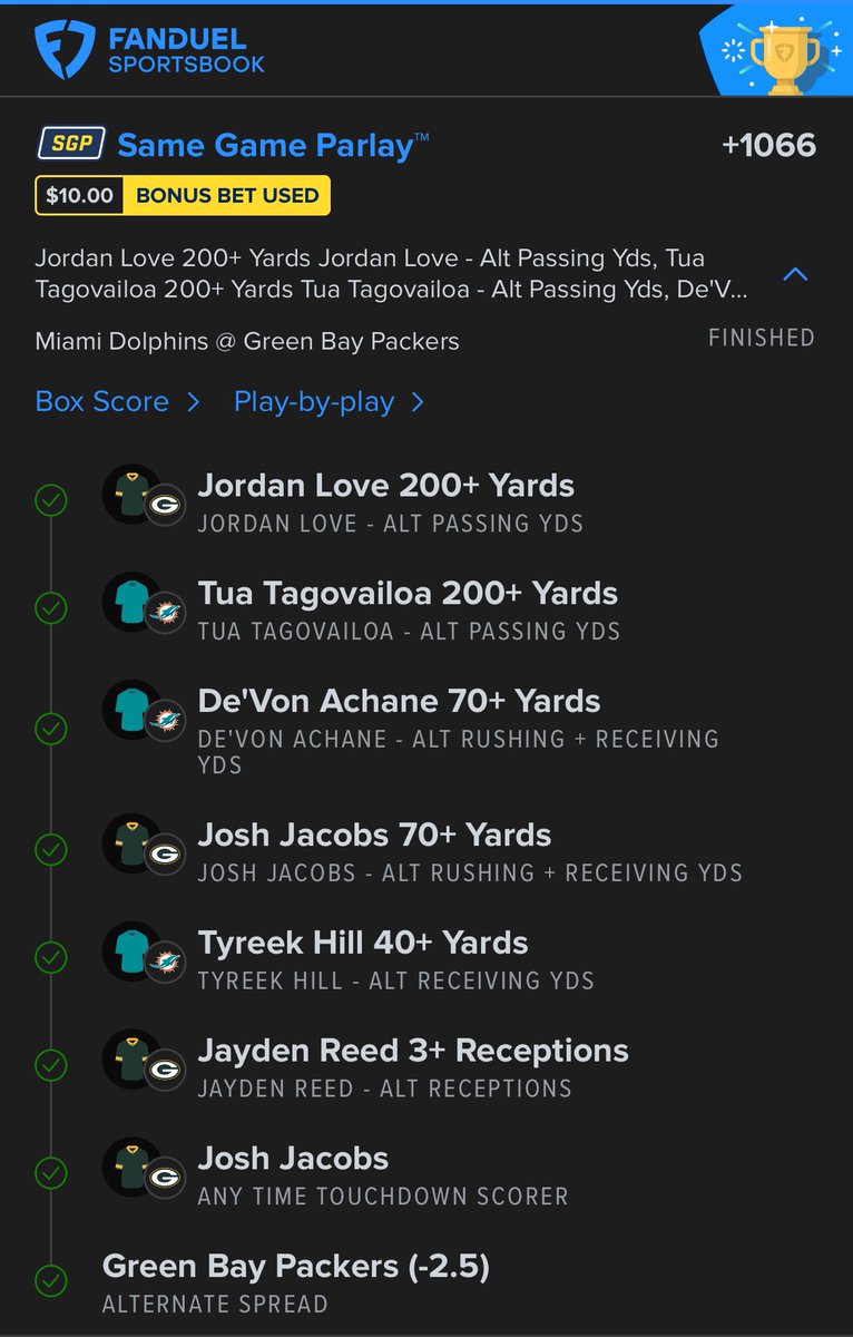 🚨 TNF Same Game Parlay (+1275) 🚨

This is likely the only play from me today since there is a lack of boosts. We cashed last Thursday night so let’s do it again! 🤝🏻

I decided to add a little more juice to this for that reason, so please feel free to remove or water down what