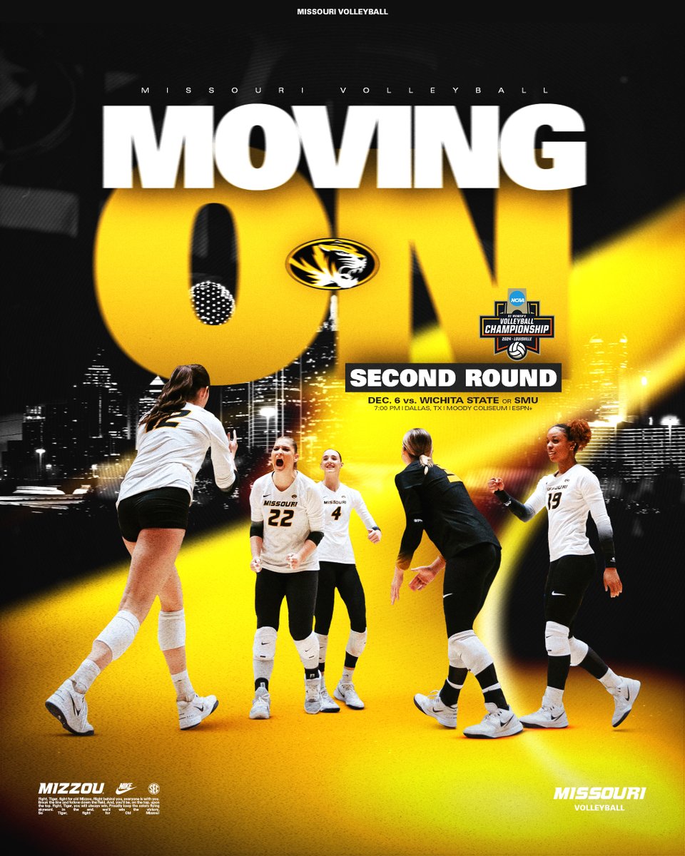 Moving 🔛 to Round 2!!! 

#MIZ 🐯🏐 | <a href="/NCAAVolleyball/">NCAA Women's Volleyball</a>