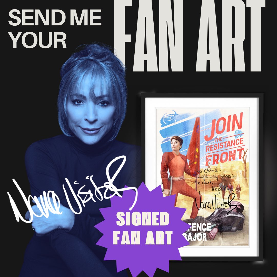 NanaVisitor's tweet image. I think this is a great idea! Send your Star Trek based artwork to FanFairSignatures.com and I will sign it! I’ve seen some of the art you all can do, and this is a reason to sit down and create some more. One artist will win a $100 gift voucher- and I will post some of the…