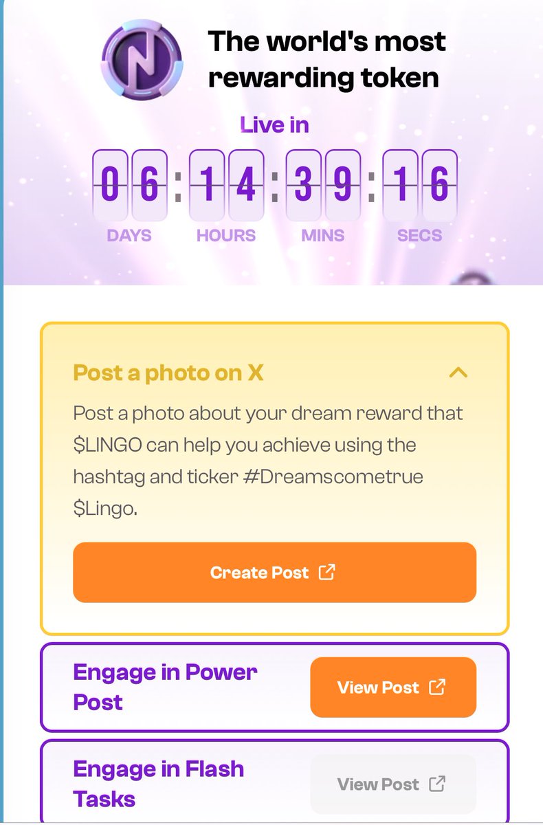 Good morning $Lingo fam

It’s 6 days left to one of the most anticipated token launch of the year

Let’s interact with each other, let’s earn a lot ! 💸💸

1- Follow 🚀

2- Rt &amp; Like 🚀

3- Comment $LINGO ✈️

Let’s all win #Dreamscometrue
<a href="/Adn4n_0/">Adnan 🧲</a>