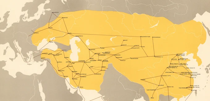 誰得情報・・・13世紀半ばのモンゴル帝国の交通路。Otto Neurathによる。 