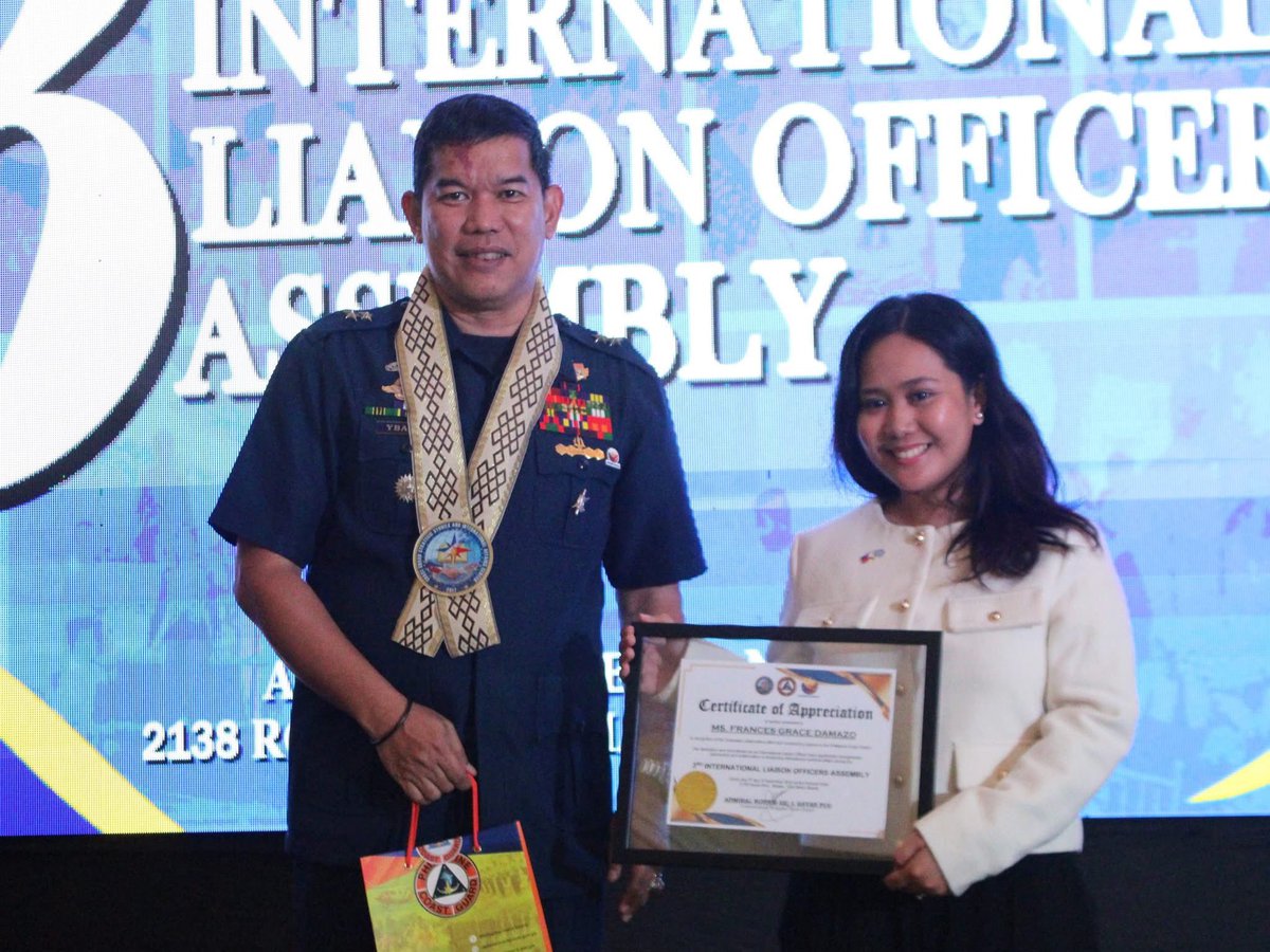 DamazoFrances's tweet photo. 3rd International Liaison Officers’ Assembly convened by the Philippine Coast Guard 

🇺🇳 🇵🇭 https://t.co/DB1p3KIv5Y