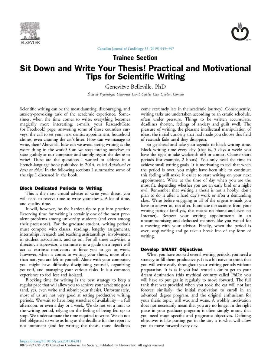 Sit Down and Write Your Thesis! Practical and Motivational Tips for Scientific Writing (1/3)