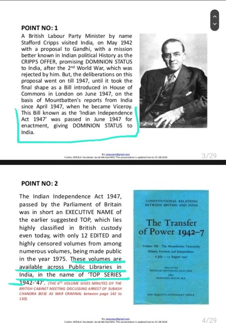 AmalaC10's tweet photo. @Quantum_Dine @BeerBicepsGuy @healourrworld @BabyShiva912 @itsSSR 1.INDIA TRANSFER OF POWER(TOP) 1942-1947 -INDEPENDENCE ACT OF 1947 GAVE ONLY DOMINION STATUS TO INDIA NOT FREEDOM
The bill known as the "INDIAN independence act 1947" was passed in June 1947 first enactment,giving dominion status to India.12 edited censored volumes are available https://t.co/2FbrV1TiwH