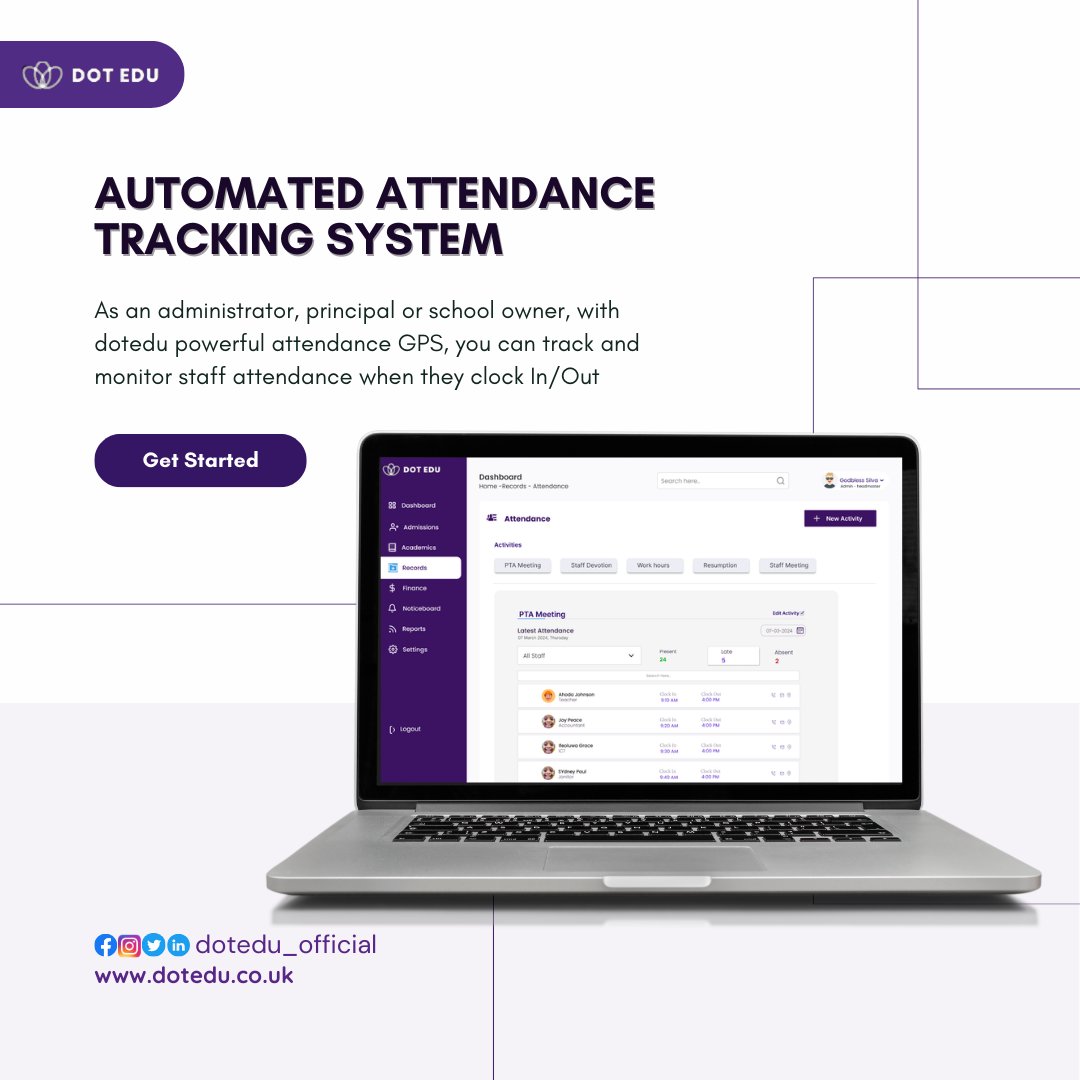 dotedu_official's tweet photo. Revolutionize Attendance Management with DotEdu! 🕒✅

As an administrator, principal, or school owner, DotEdu’s Automated Attendance Tracking System powered by GPS

#DotEdu_official #AttendanceManagement #SmartEducation #EfficientSchools #DigitalSolutions #SchoolAdministration https://t.co/2mJxc0OeMZ