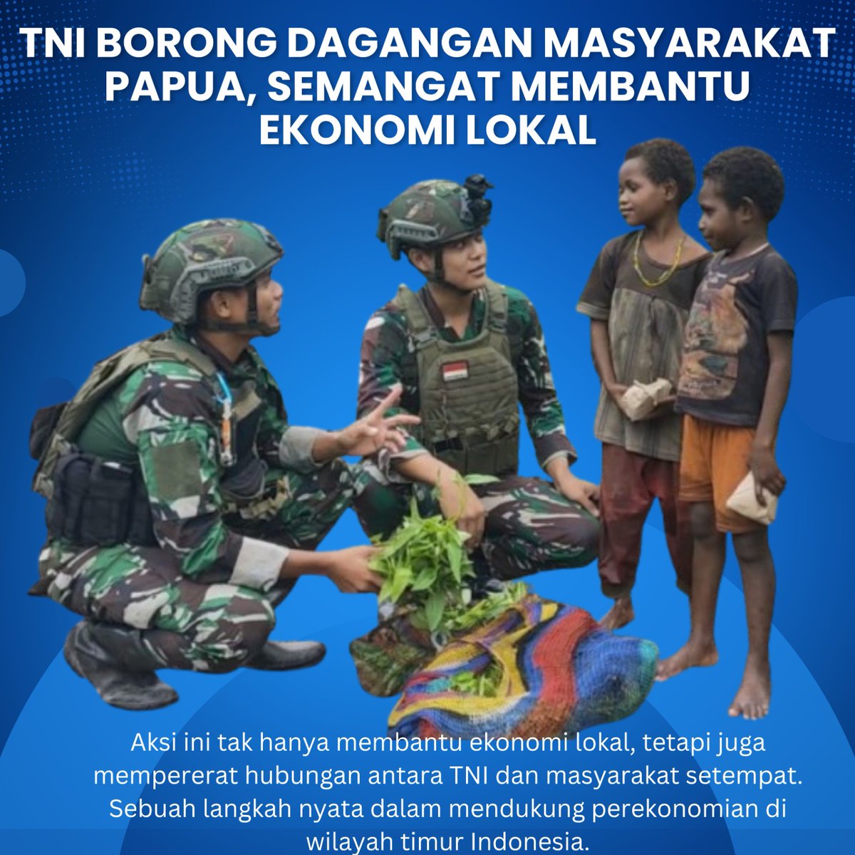 chleoouk's tweet photo. TNI dan masyarakat Papua bekerja berdampingan untuk memperkuat perekonomian lokal. Solidaritas ini tidak hanya menjaga keamanan, tetapi juga memberikan dampak positif bagi kesejahteraan masyarakat.
#TNIPeduliPapua #PembangunanPapua #TNIHarmoniDIPapua #TNIUntukPapua https://t.co/4yXetuJWCs