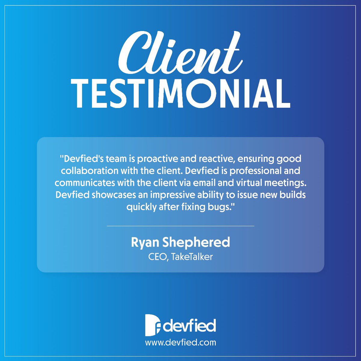 devfiedofficial's tweet photo. Here's what our client has to say about her experience working with Devfied  🤗

#clients #clientsuccess #client #clientsatisfaction #clienttestimonial #devfied https://t.co/SA0h9eGFAx