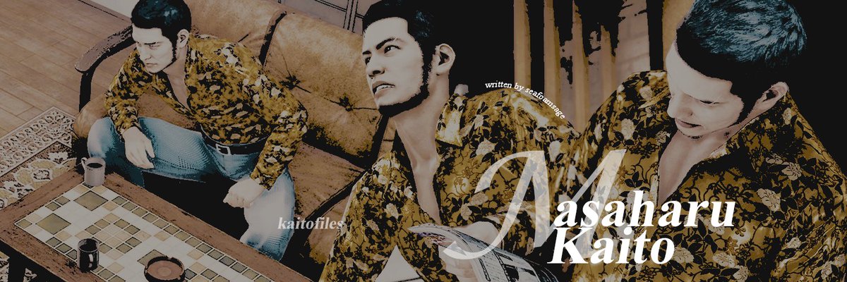 kaitofiles's tweet photo. ⠀
⠀
⠀⠀【⠀海藤 正治⠀ 𝐌𝐀𝐒𝐀𝐇𝐀𝐑𝐔 𝐊𝐀𝐈𝐓𝐎 】
⠀
⠀ ⠀ ⠀➞ ⠀Former Matsugane Lieutenant
⠀ ⠀ ⠀➞ ⠀Investigator in Kamurochō
⠀⠀ ⠀📍 ⠀𝚈𝙰𝙶𝙰𝙼𝙸 𝙳𝙴𝚃𝙴𝙲𝚃𝙸𝚅𝙴 𝙰𝙶𝙴𝙽𝙲𝚈
⠀
⠀⠀⠀⠀⠀#YakuzaRP ⠀ ⥰ ⠀#JudgmentRP
⠀
⠀ https://t.co/KAALJe3jFr
