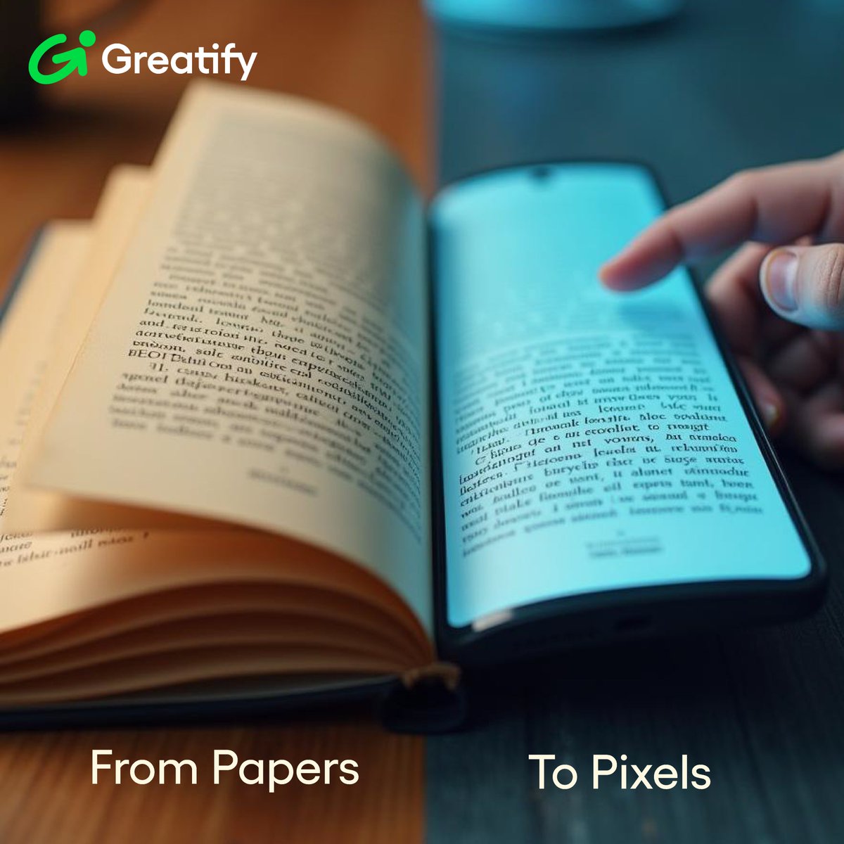 GreatifyHQ's tweet photo. From paper to pixels, from pages to screens.
Greatify is leading the digital revolution in education.
#Greatify #PapertoPixels #Paperless #technology  #Digital #education #TechInnovation #TechNews #Paper #Pixel #book #ebook #GoGreen #ExamX #ManageX #LearnX #PlaceX https://t.co/n89BhtJHQ9