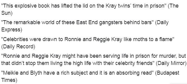 cleverwriting's tweet photo. We had stunning media reviews for the @PenguinUKBooks release, 'The Krays: The Prison Years'. Fact-checked by Charles Arthur Salvador (Charles Bronson) and Noel 'Razor' Smith! I also gleaned info from an ex-Broadmoor patient. #truecrime #Krays #gangster https://t.co/MO9ZTIEn05