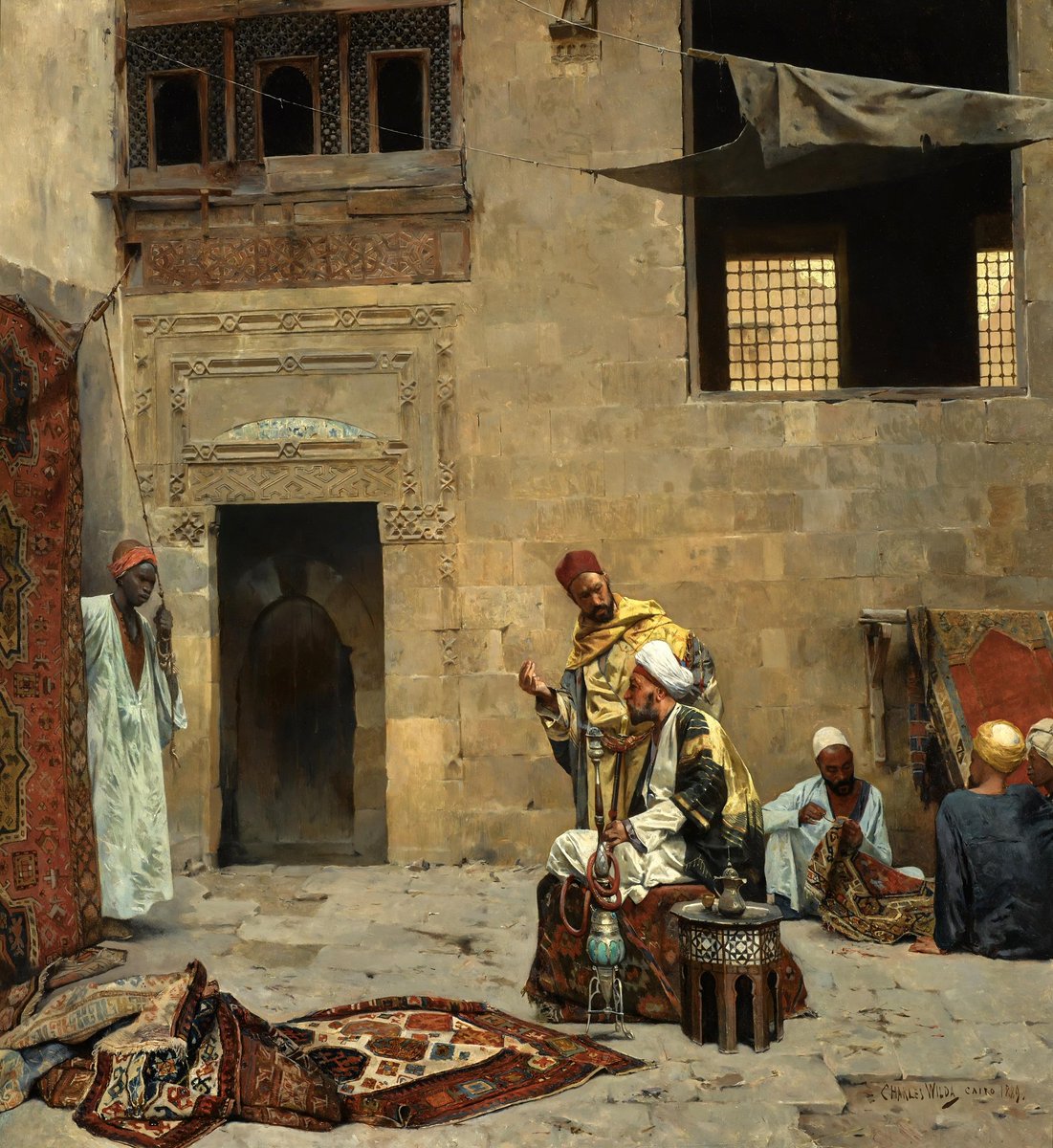 🎨 Charles Wilda (Austrian, 1854-1907), Carpet Merchants (1889), Sotheby’s, London - Oil on panel, 75 x 69 cm