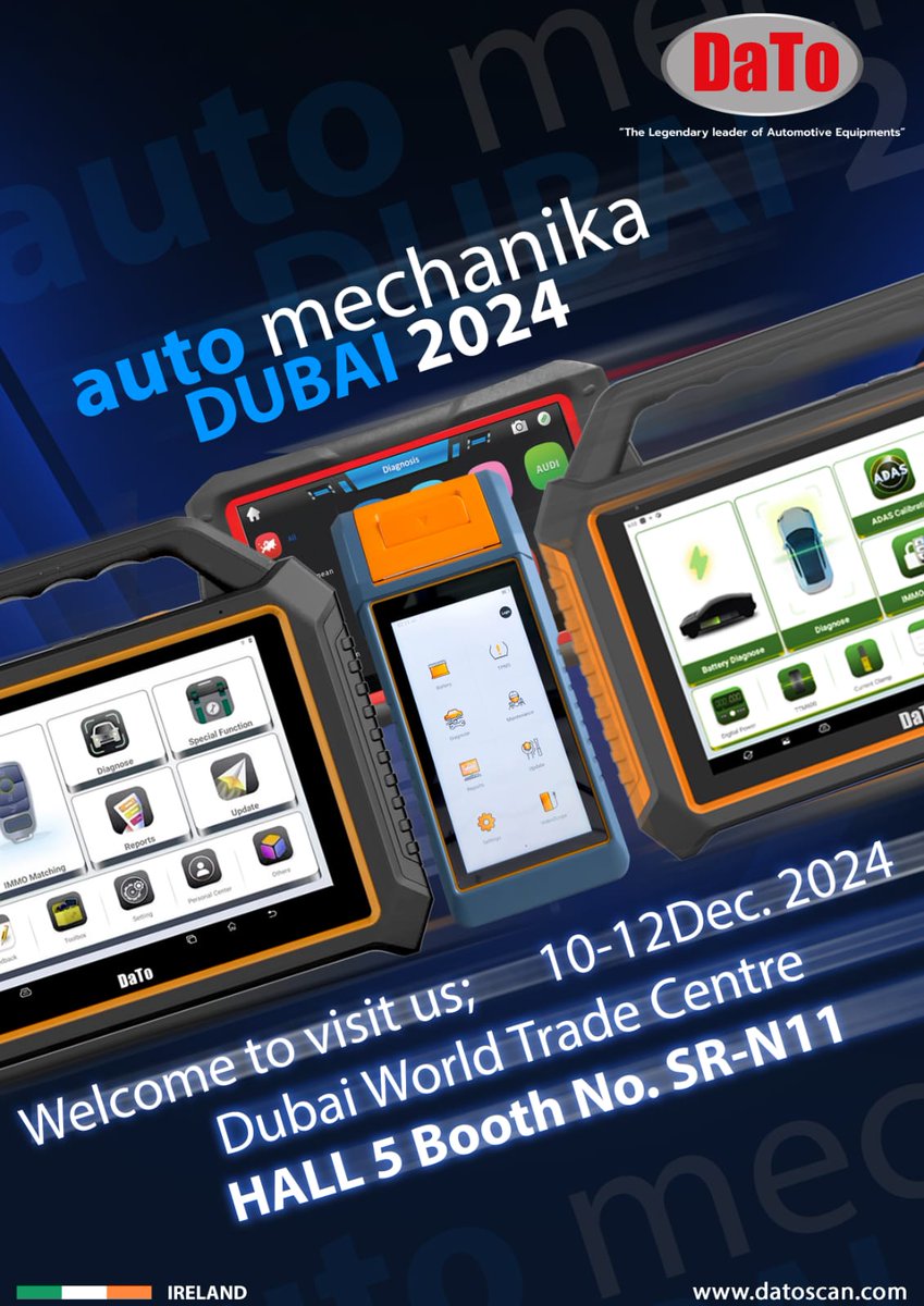 datotechie's tweet photo. 📷 Discover the Best Diagnostic Scanners at Automechanika Dubai  10-12 Dec 2024! 

https://t.co/arg6X1AScx

#DaTo #CarDiagnostics #AutomechanikaDubai y #Dubai2024 #automechanika #dubai #uae #exbihition #event #datoscanner #keyprogramming #onlineprogramming #diagnostics #car https://t.co/BD5nNlIxi8