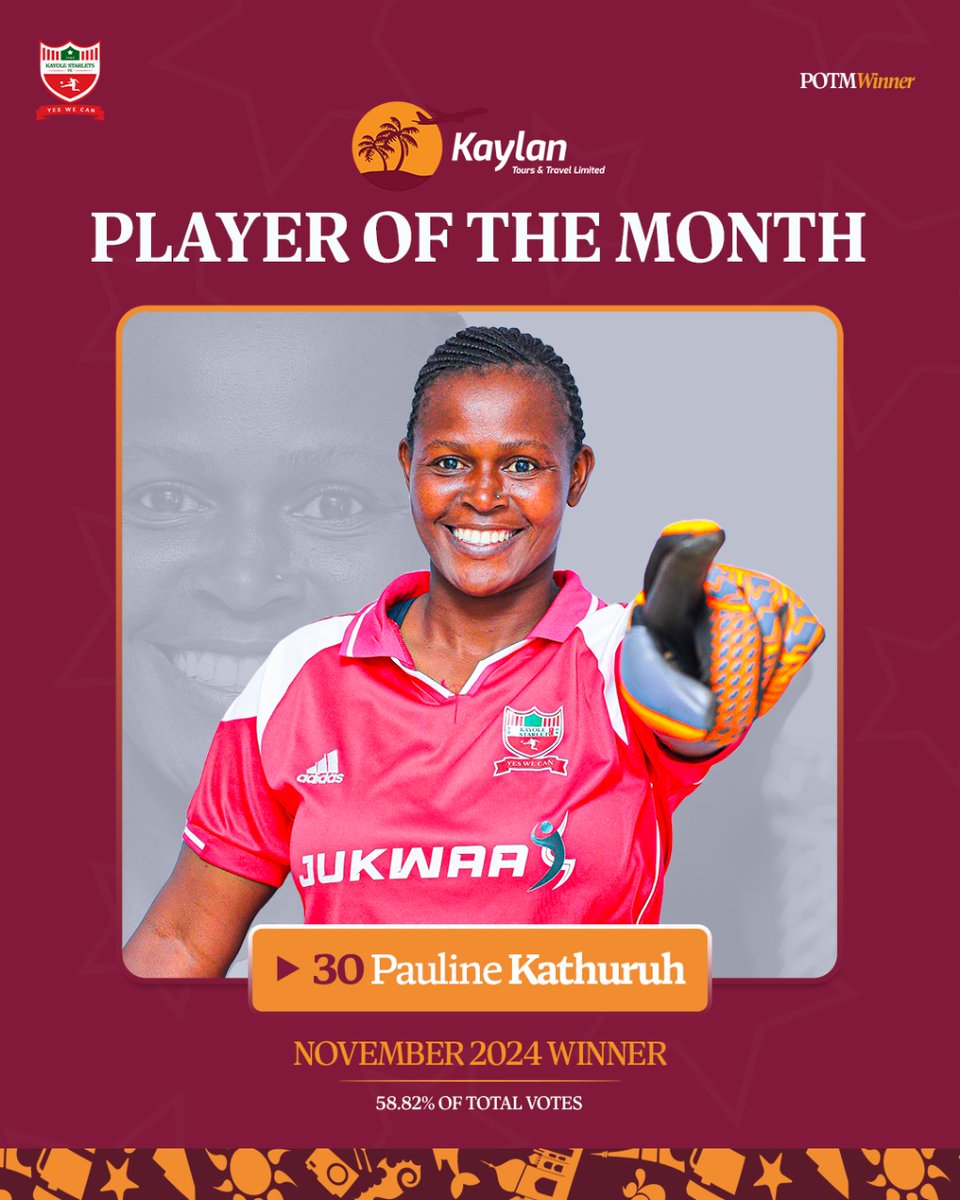 KayoleStarlets's tweet photo. Player of the Month - November 🏆
As voted by you, Pauline Kathuruh is our #KaylanTours Player of the Month for November after getting 58% of the votes!
A very tight race! Well done, Kathuruh ❤️👏
#YesWeCan https://t.co/xMdMl3igKp