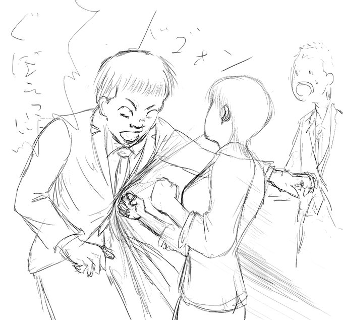 ヒロイン暴行シーン。セクハラされたのでパワハラで返してるシーンです。小さいコマだけど気合い入れて描く 