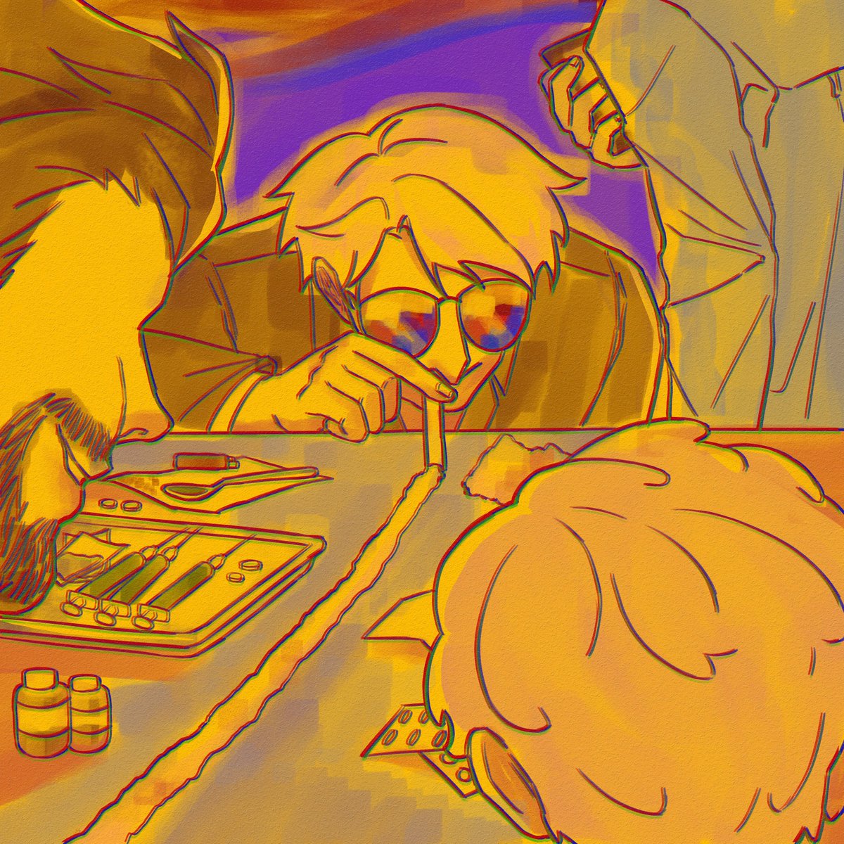 ainamomenm's tweet photo. eyestrain and drugs w/the cast https://t.co/TPJhJU3ezF