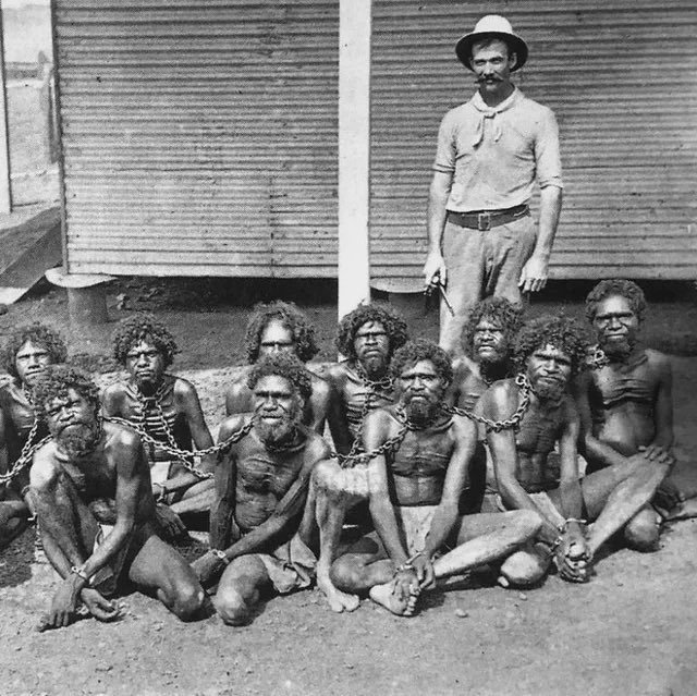 theepicmap's tweet photo. The Most Heart-Breaking Photos in History 

 A Thread 🧵

1. Aboriginal men in chains at Wydnham prison in Australia https://t.co/QigdvTqRGI