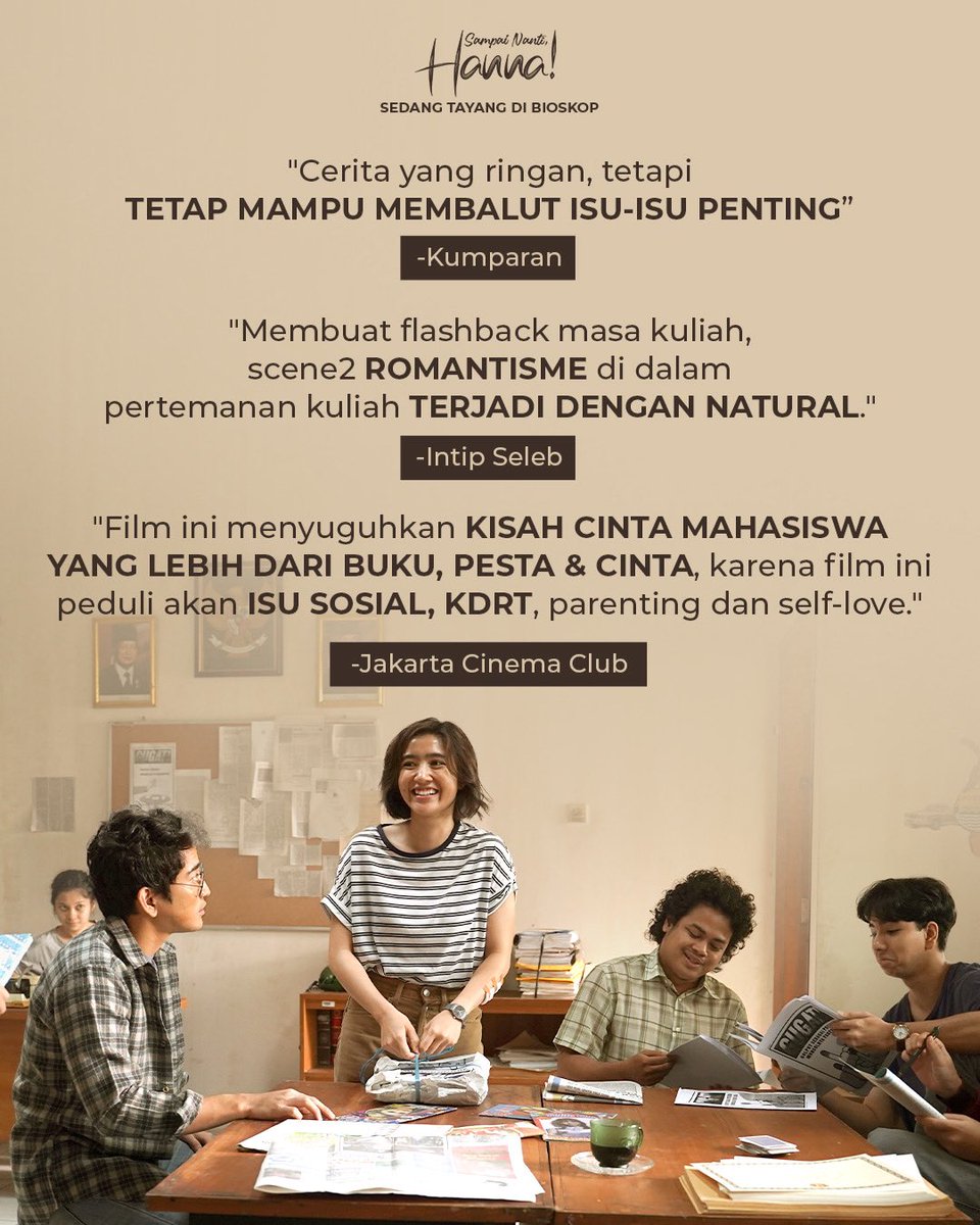 Kata mereka, film #SampaiNantiHanna menyuguhkan lebih dari sekadar drama romansa dan kisah cinta di kehidupan kampus. Film ini membawa banyak pesan penting lainnya

#SampaiNantiHanna #SampaiNantiHannaFilm #JodohTakLariKemana #PicklockFilms