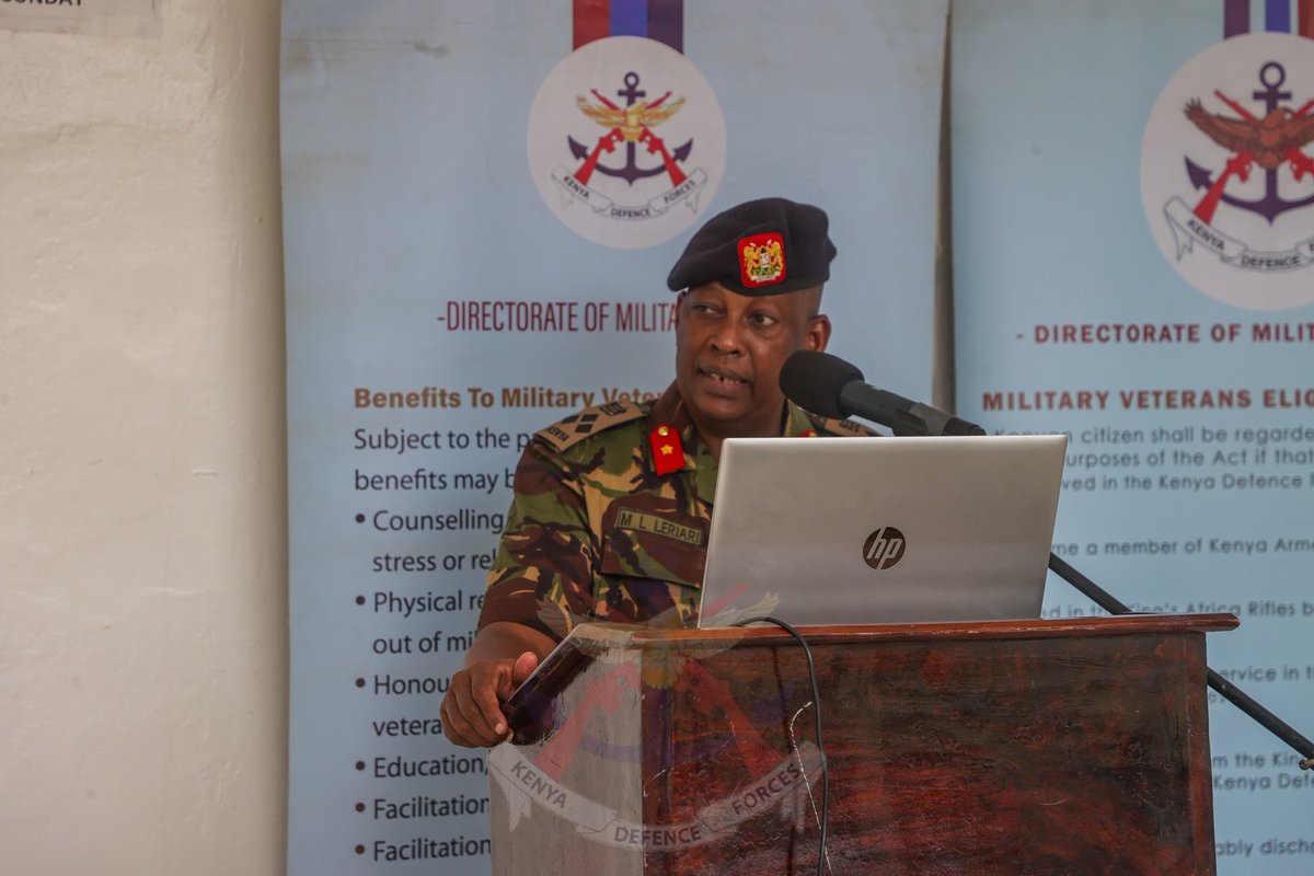 kdfinfo's tweet photo. Maj Gen (Rtd) Lucas Tumbo, Chairperson of the Military Veterans Advisory Committee, and Brigadier Moses Leriari, Director General of the Directorate of Military Veterans (DMV), held a meeting with military veterans from Kenya’s Coastal Region. Read more at https://t.co/Cza3l9uBdZ https://t.co/mNqJZatH5p