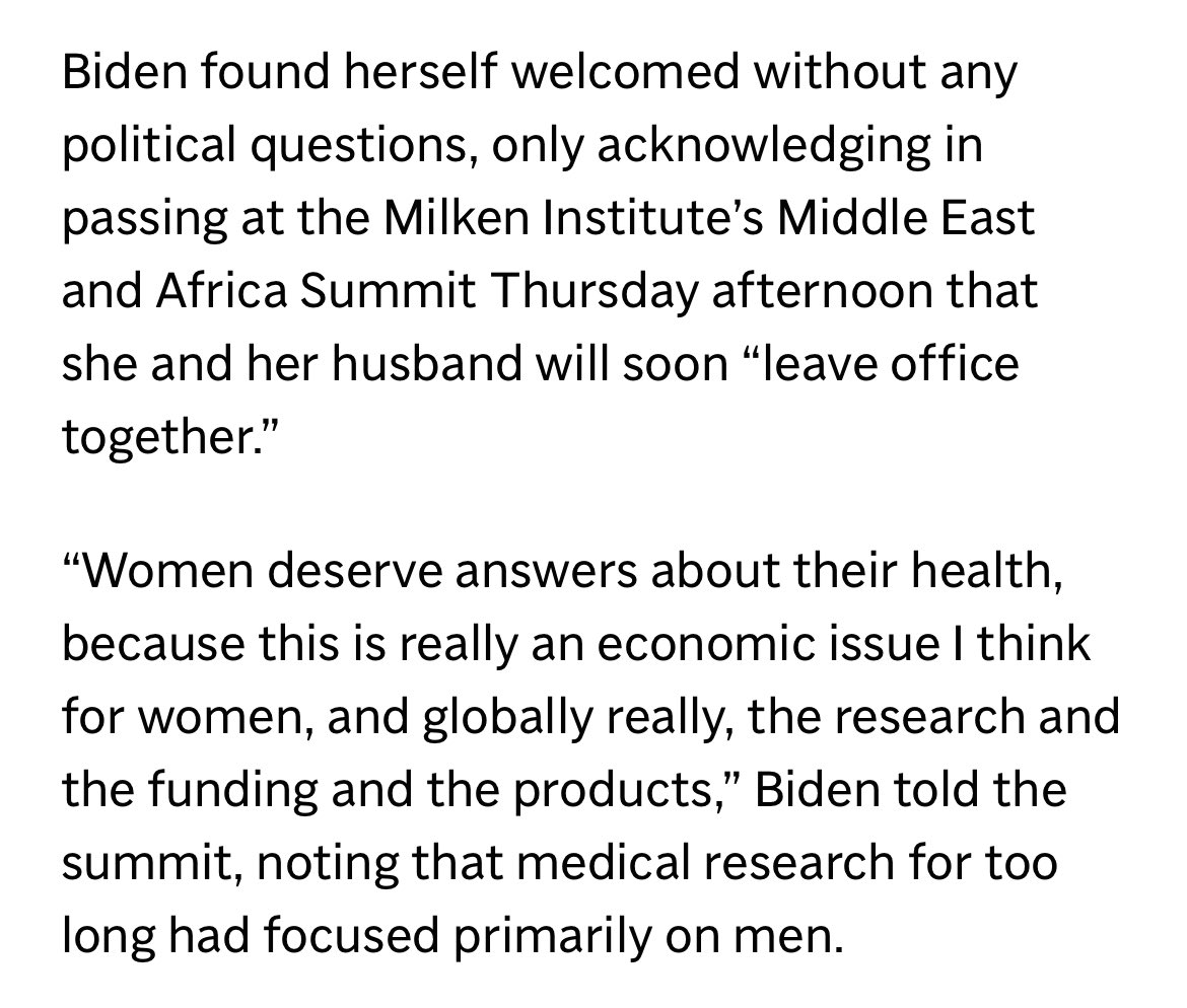 CurtisSChin's tweet photo. #UAE 🇦🇪 ABU DHABI — @FLOTUS Jill Biden praised efforts to fight cancer &amp; called for more attention on women’s health issues as part of her final solo foreign tour as U.S. first lady. 

📸: via @AP @AP_Images at @MilkenInstitute #MIGlobal #MEAsummit 

https://t.co/7CyarEiMWg https://t.co/SkcCj60uAj