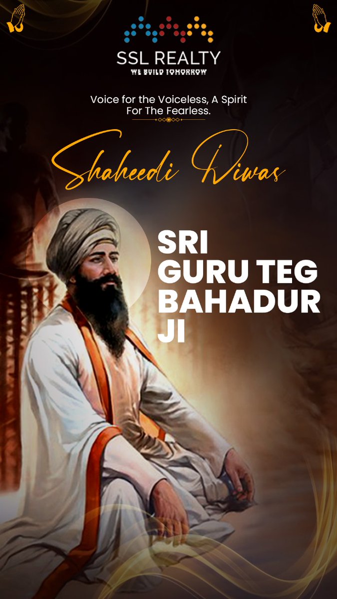 sslrealty's tweet photo. Today, we pay homage to Guru Tegh Bahadur Ji, the Ninth Sikh Guru, who sacrificed his life for religious freedom and humanity.
His legacy reminds us to uphold truth, justice, and compassion. 🕊️
#GuruTeghBahadurJi #ShaheediDiwas #SikhHistory https://t.co/E7mglBAscb