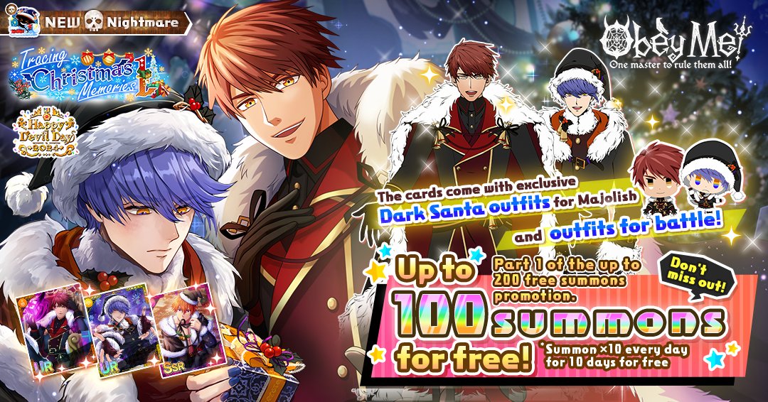 ObeyMeOriginal's tweet image. KARASU: It seems people have forgotten their memories of Christmas! 
This looks like a job for your trusty AI, KARASU!
Check out the new Christmas Nightmare for 10 days of free x10 Summons! ✨

#HDD2024 #Obeyme #obeymemasters #obeymejp #SWD #otome #game