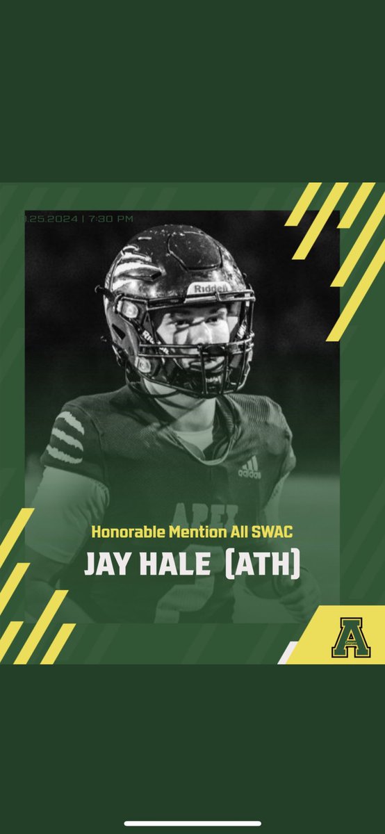jayhale2025's tweet photo. Honored to be named All SWAC honorable mention as an ATH starting at wr and db this season. Along with that I was named team MVP. @ApexFBRecruits @ZachZullinger https://t.co/6zPvyQmiCW