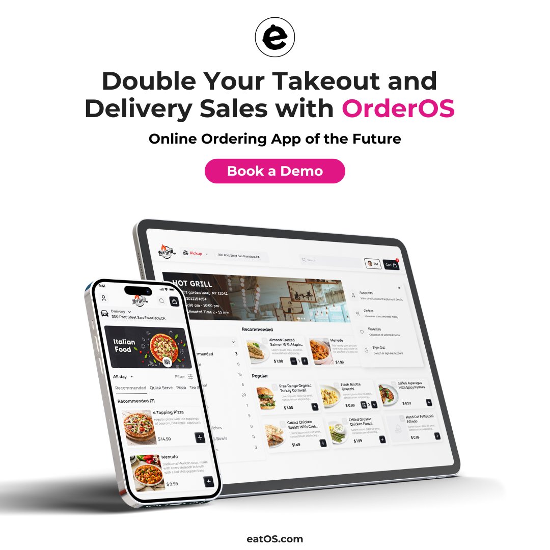 myeatos's tweet image. Propel your takeout and delivery sales to new heights with the power of OrderOS. It&apos;s time to double your success! Book a demo: bit.ly/3NaiWKB 

#DoubleTheSales #OrderOS #RestaurantsMadeSimple #FutureofRestaurantTechnology #eatOS
