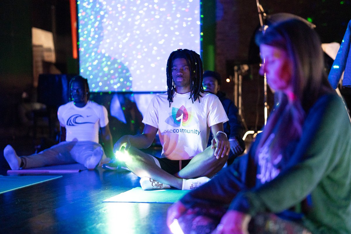 CCSJWave's tweet photo. Students, faculty and staff stretched and de-stressed at Laser Light Christmas Yoga. We love our P.A.T.H. Wellness Wednesdays! #DestressWeek https://t.co/kJBhvWZsvB