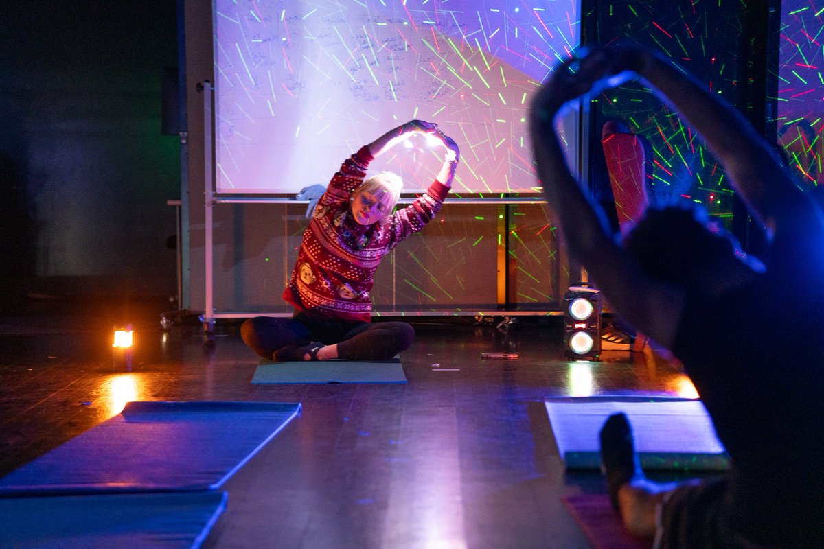 CCSJWave's tweet photo. Students, faculty and staff stretched and de-stressed at Laser Light Christmas Yoga. We love our P.A.T.H. Wellness Wednesdays! #DestressWeek https://t.co/kJBhvWZsvB